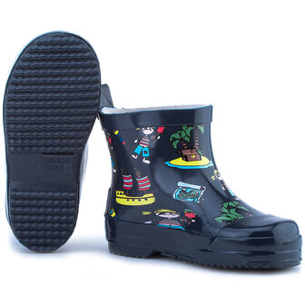 Playshoes halfhoge regenlaarsjes marine piraat
