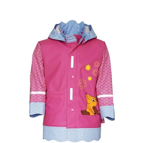 Playshoes regenjas fuchsia muis met bloemen
