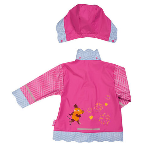 Playshoes regenjas fuchsia muis met bloemen