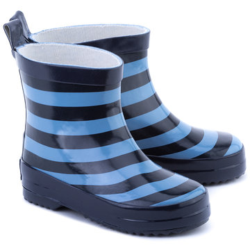 Playshoes halfhoge regenlaarsjes streep marine lichtblauw