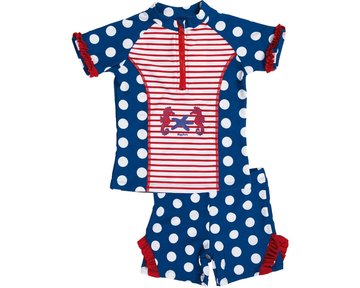 Playshoes tweedelige zwemsuit zeepaardje blauw rood