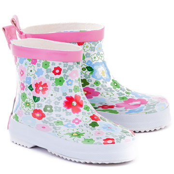 Playshoes halfhoge regenlaarsjes wit bloemen