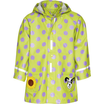 Playshoes regenjas groen met lila stippen