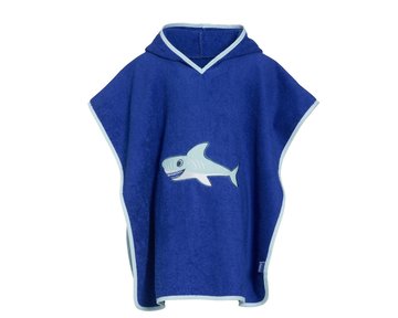 Playshoes badponcho blauw haai