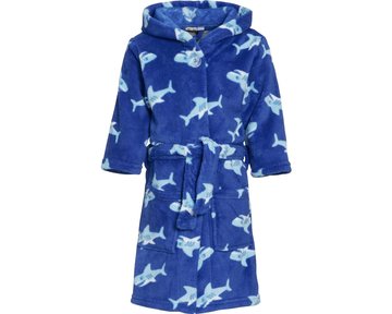 Playshoes badjas fleece blauw haai allover